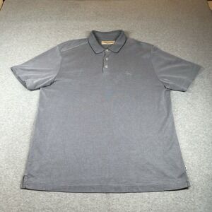 Tommy Bahama Polo Shirt‎ Mens L Gray Waffle Stitch Short Sleeve Relaxed Marlin